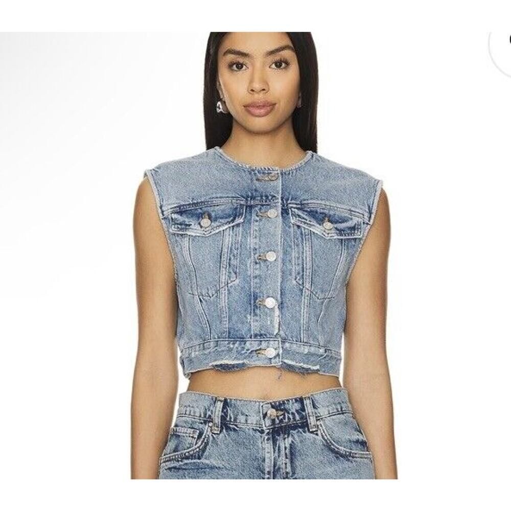 Agolde Leo Vest in Fray Size Large Denim Vest